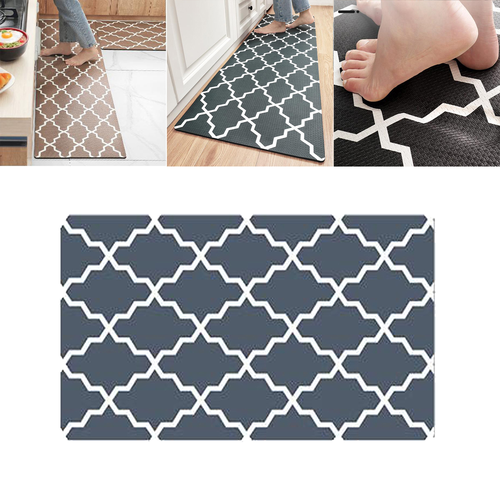 Non-Slip Kitchen Door Mat Home Floor PVC Rug Runner Carpet  Style2 Small