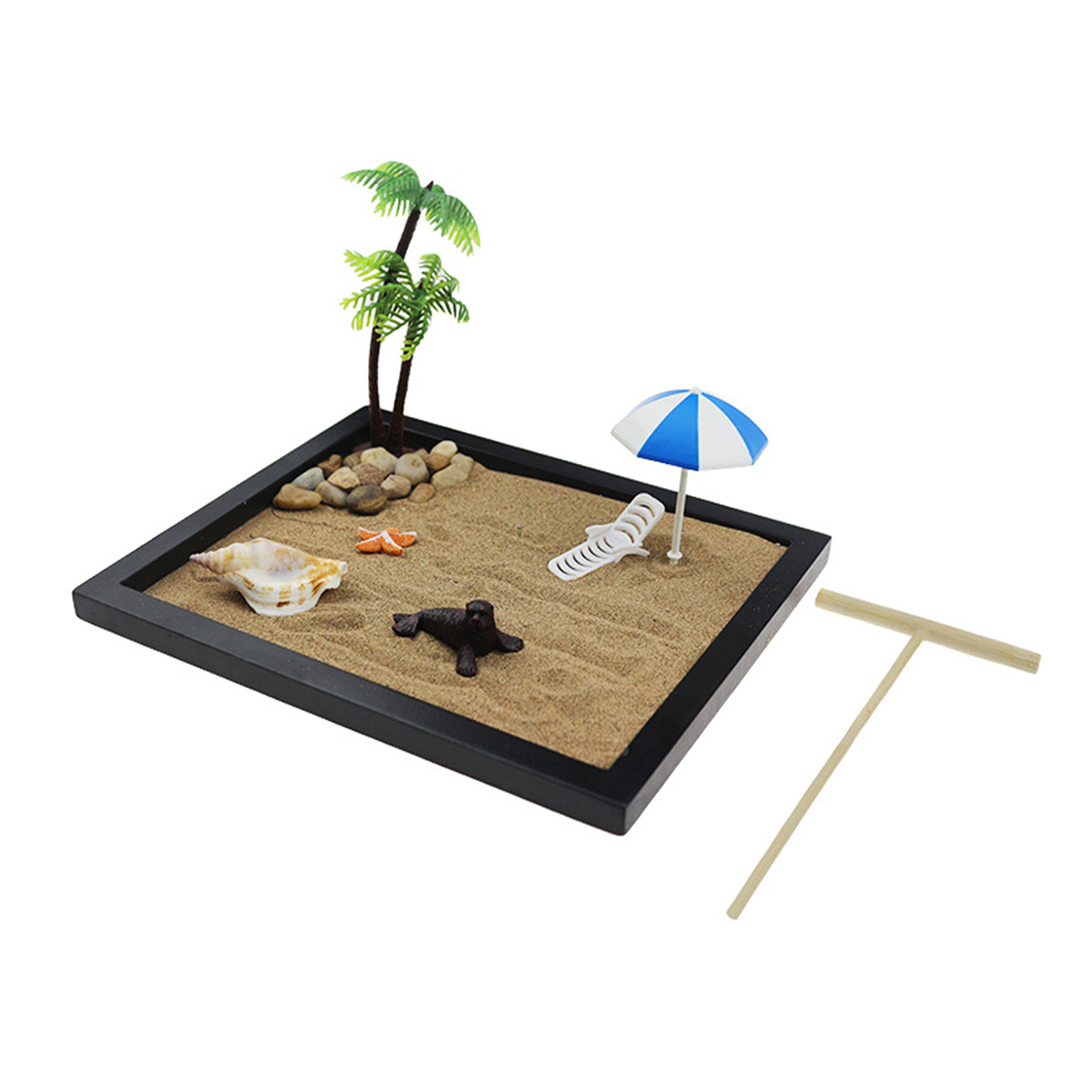 Beach Mini Zen Garden Miniature Shell Statues Gifts Stress Relief Home Desk