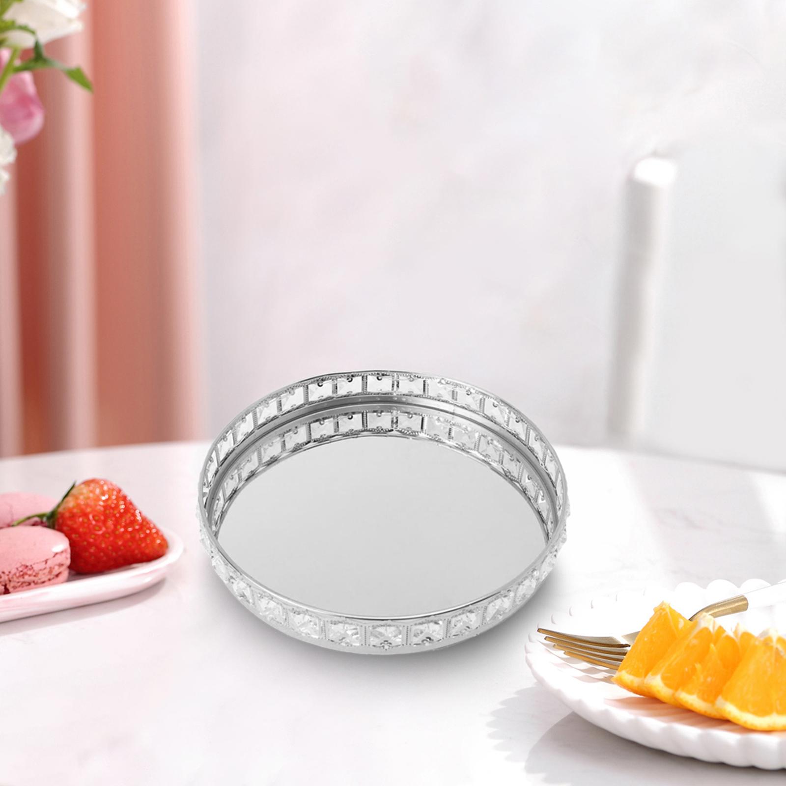 Ornate Mirror Vanity Tray Decorative Tray For Makeup Perfume Jewelry Silver