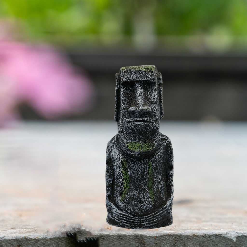 Aquarium Moai Easter Island Statues Landscape Garden Ornament 7.5x5.5x17.5cm