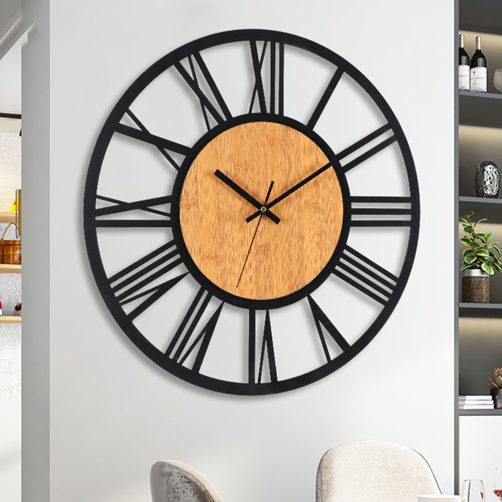 Hollow 15.7" Large Wall Clock, Industrial Age Styling, Modern Rustic, Quartz