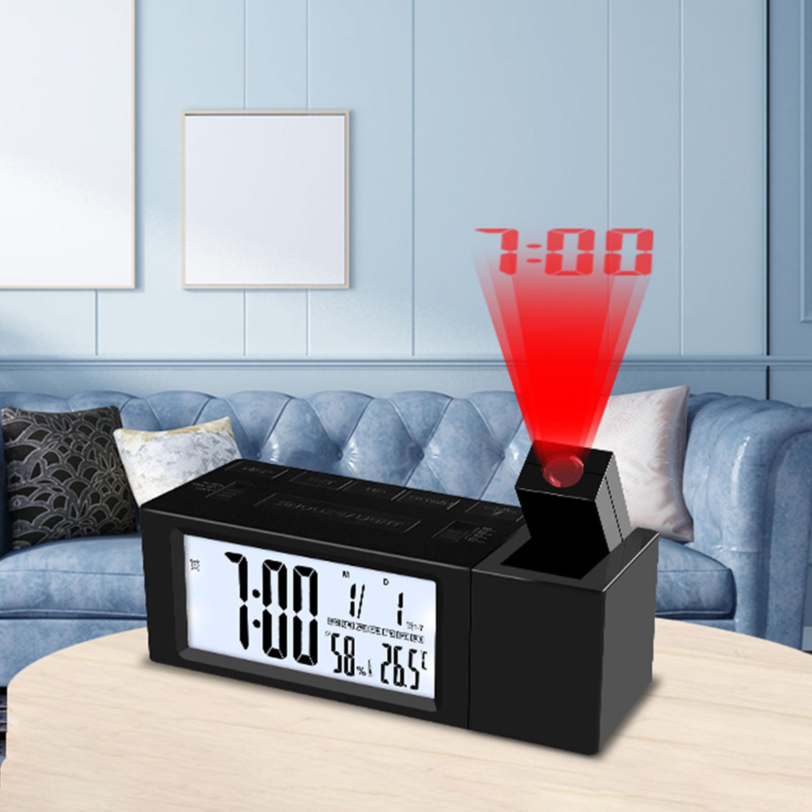 Projection Alarm Clock 180 Degree Projector LED Display Snooze Bedroom