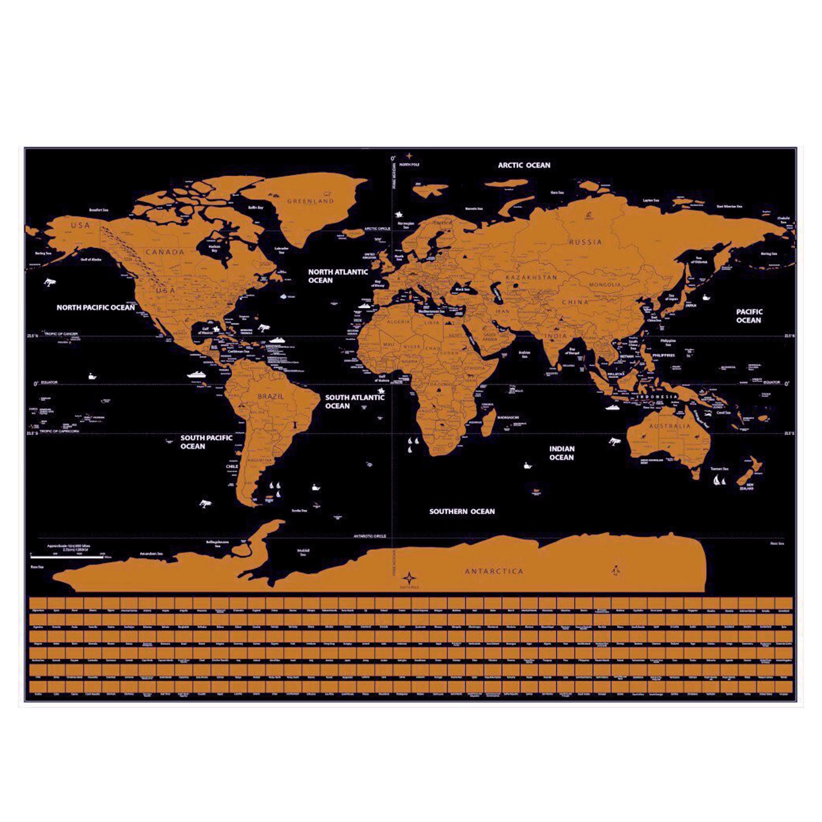 Deluxe Erase Black World Map Scratch off Personalized Travel Decor 82.5x59.4cm