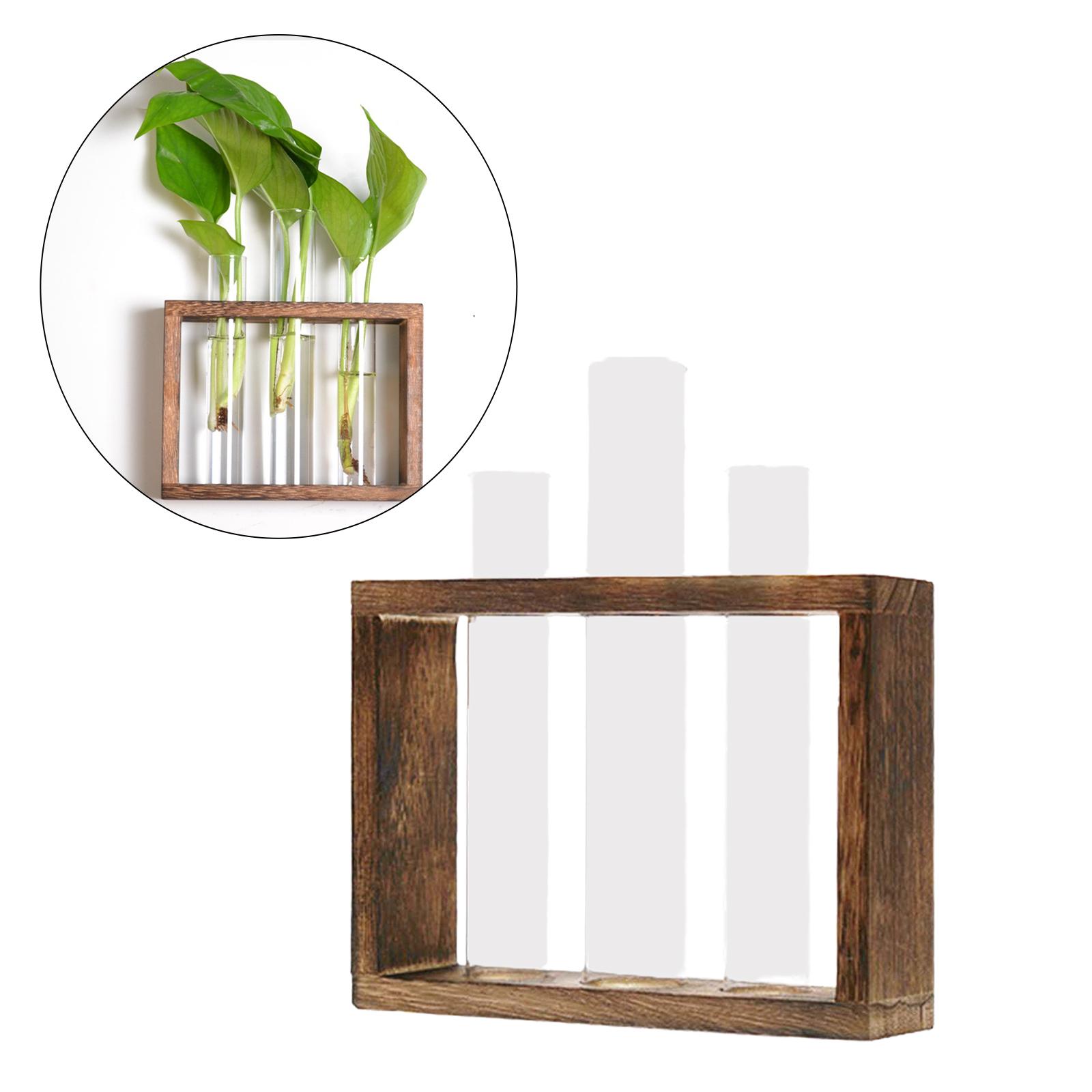 Test Tube Planter Modern Flower Bud Vase with Wood Stand 3 Test Tube Small