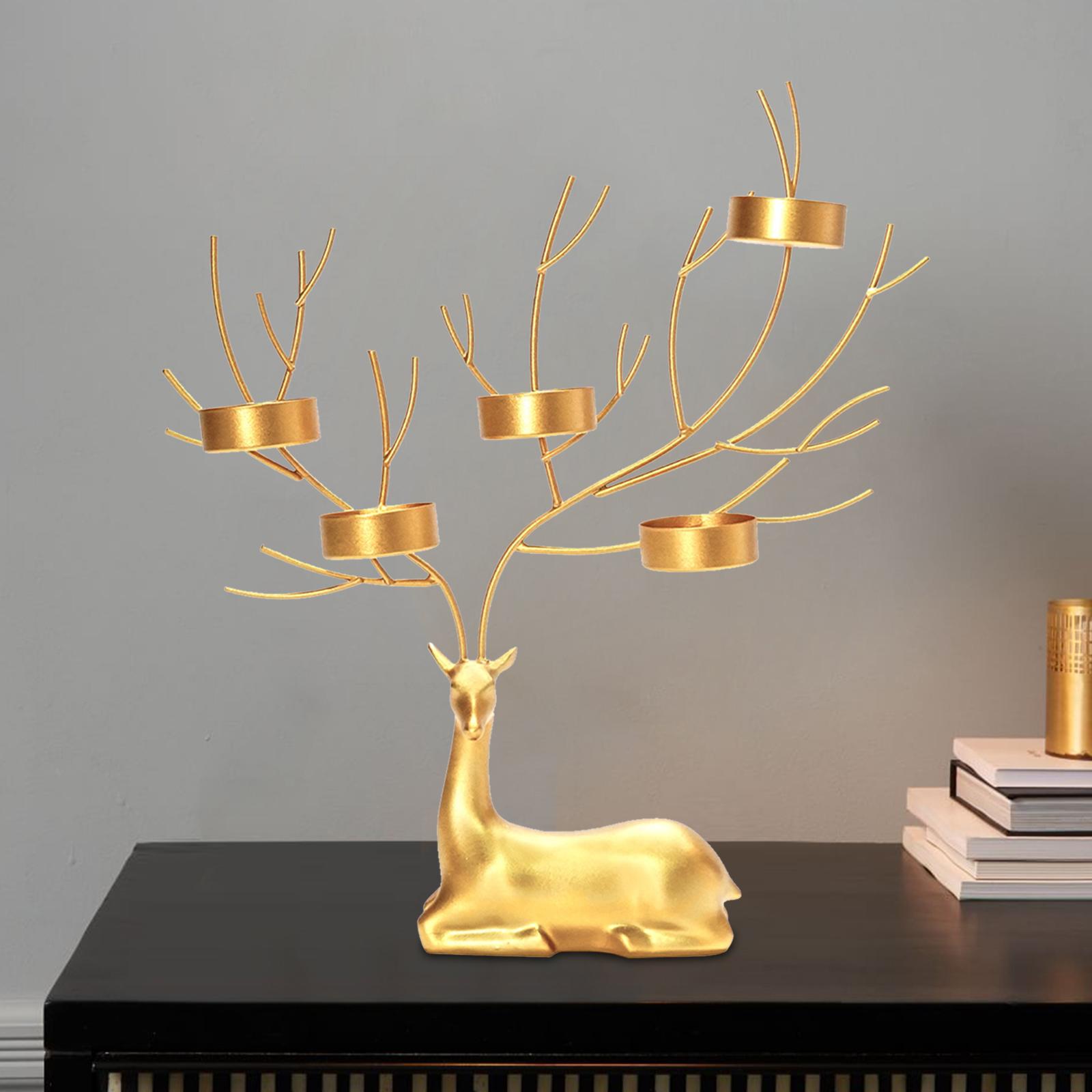 Elk Candlestick Golden Deer Candle Holders for Housewarming Gift Anniversary