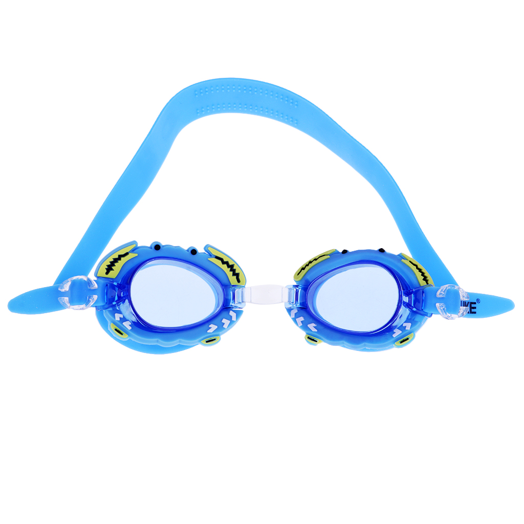 Kids Anti-Fog Waterproof PC Swimming Goggles Glasses Cute Crab Frame Blue