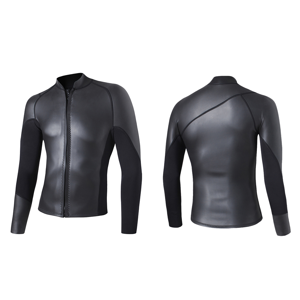 2mm Women Wetsuit Top Jacket Long Sleeve Rash Guard Glossy black M