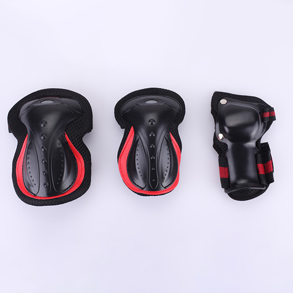 Skateboard Protective Gear Outdoor Sports for Adult Kids Black and Red L