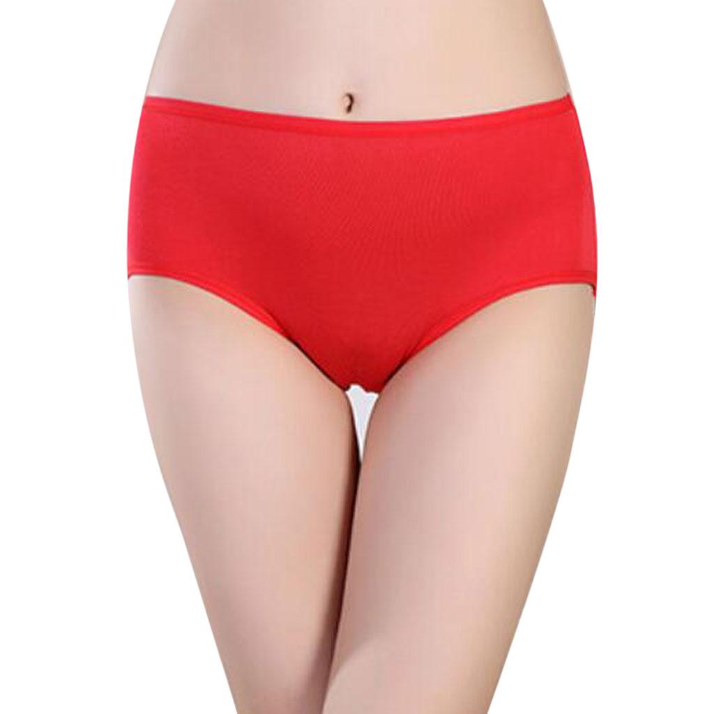 Womens Lady Menstrual Period Leakproof Briefs Seamless Panties Red M