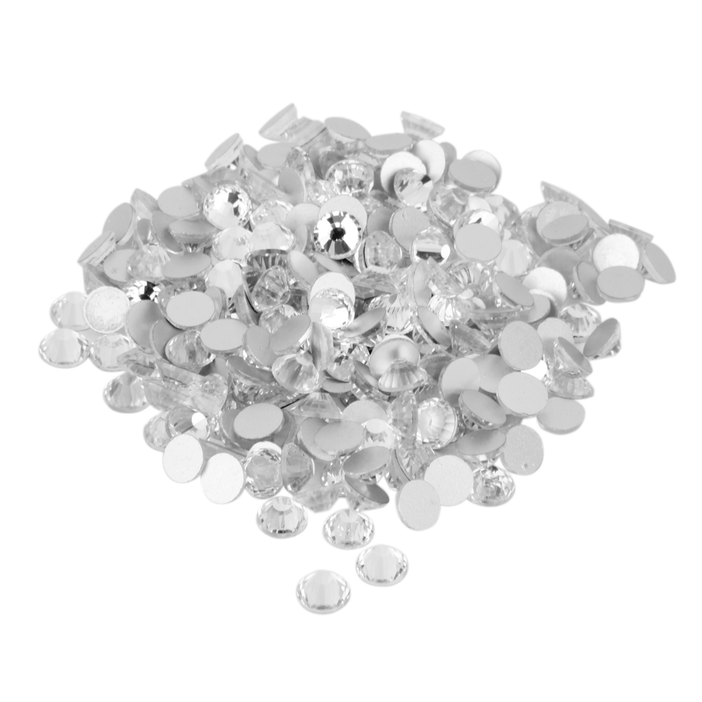 1400pcs/Ss10 Glass Crystal Round Flat Back Rhinestones Gems White Acrylic