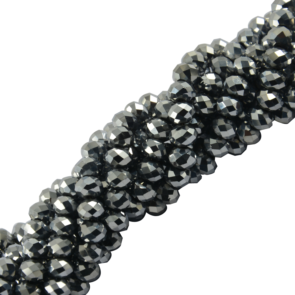 6x8mm Faceted Crystal Glass Rondelle Loose Beads Jewelry Making Sliver DIY 