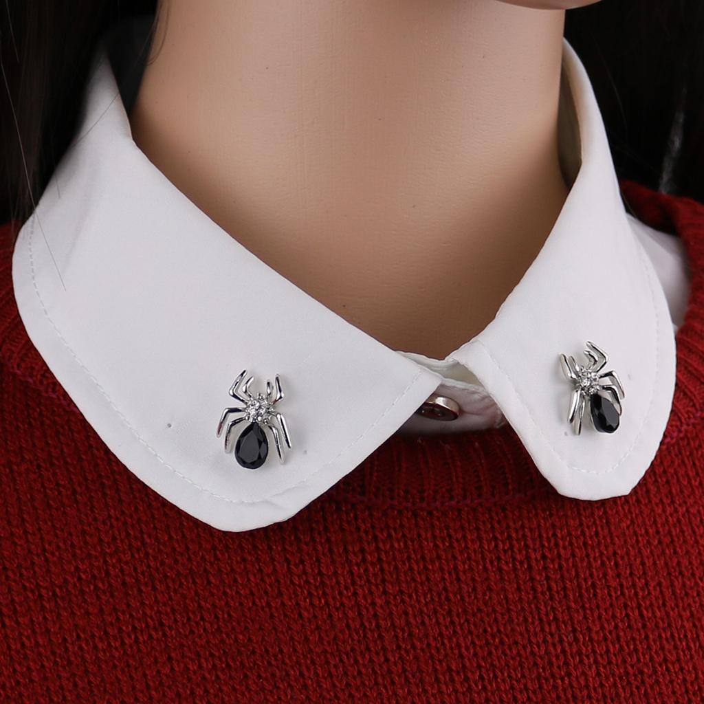 2xFashion Silver Plated Clear Crystal Spider Brooch Women Men Collar Pin