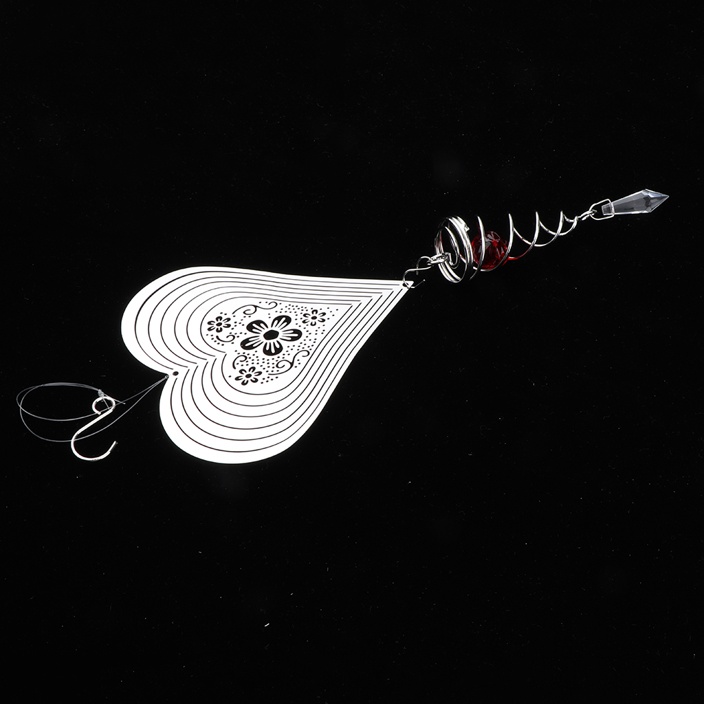 Creative Steel 3D Crystal Spiral  Wind  Spinner Red Heart Shap
