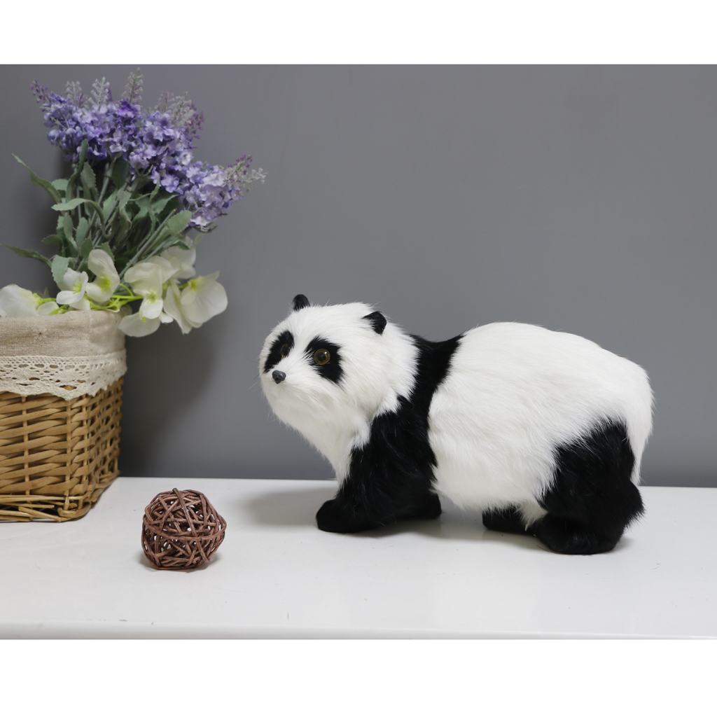 Plush Panda Figurine Statue Artificial Panda Miniatures Model Kids Toy