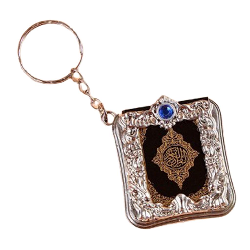 Mini Quran Keychain Arabic Muslim Keyring Key Holder Memorial Jewelry Silver