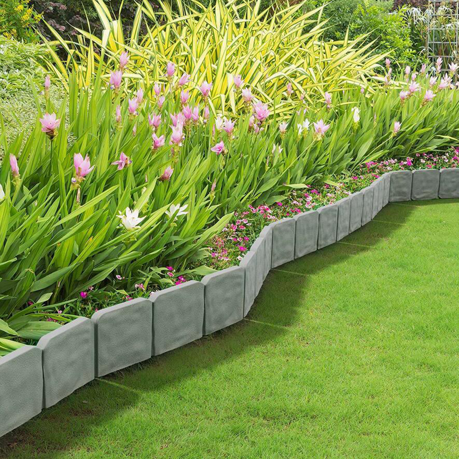 10pcs Dark Grey Lawn Garden Border Stone-Style Hammer Palisade Trellis