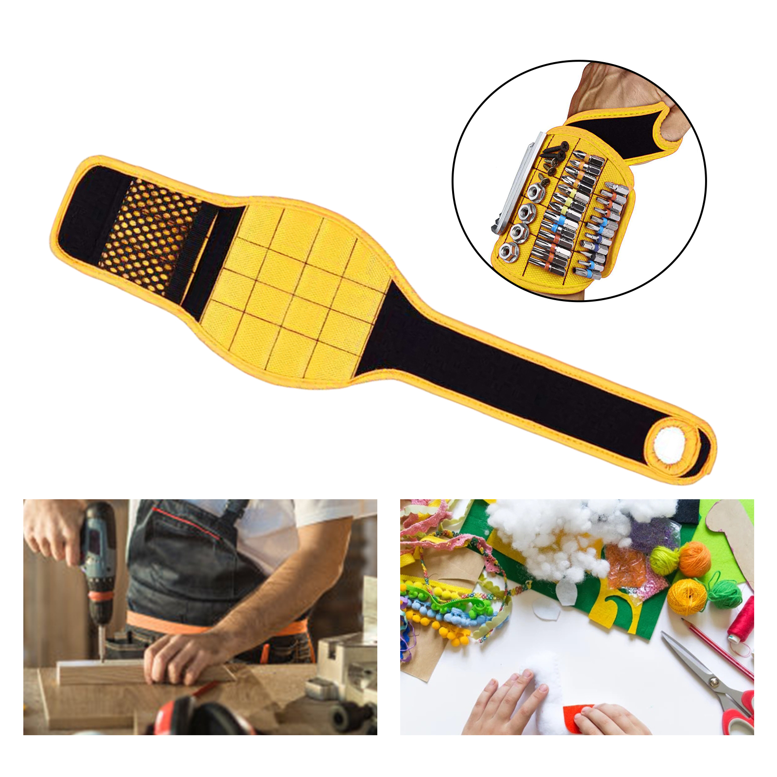 Magnetic Wristband Tool Belt for Holder Holding Screws Cool Gifts Gadgets Yellow