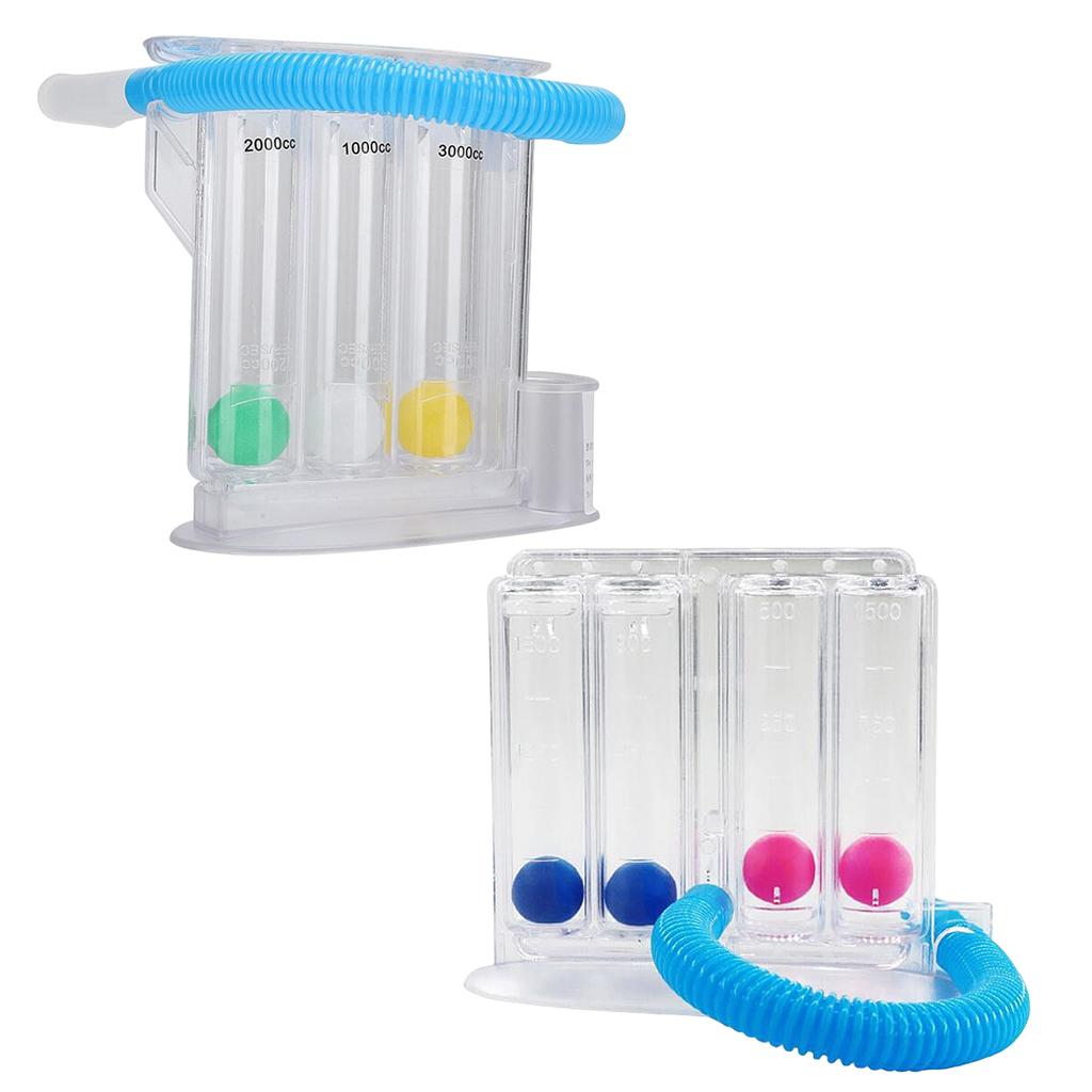 4xLung Deep Breathing Trainer Exerciser Device Incentive Spirometer 3 Balls