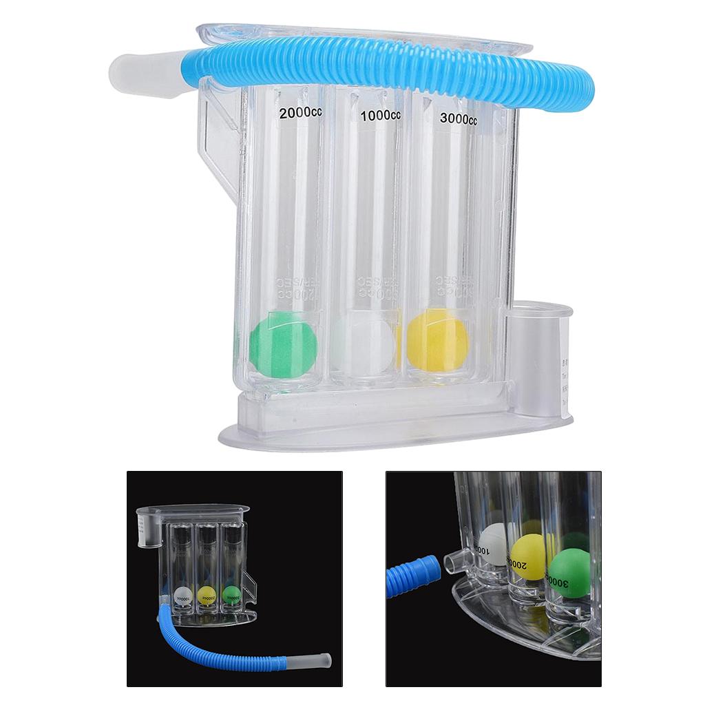 Lung Deep Breathing Trainer Exerciser Device Incentive Spirometer 3 Balls