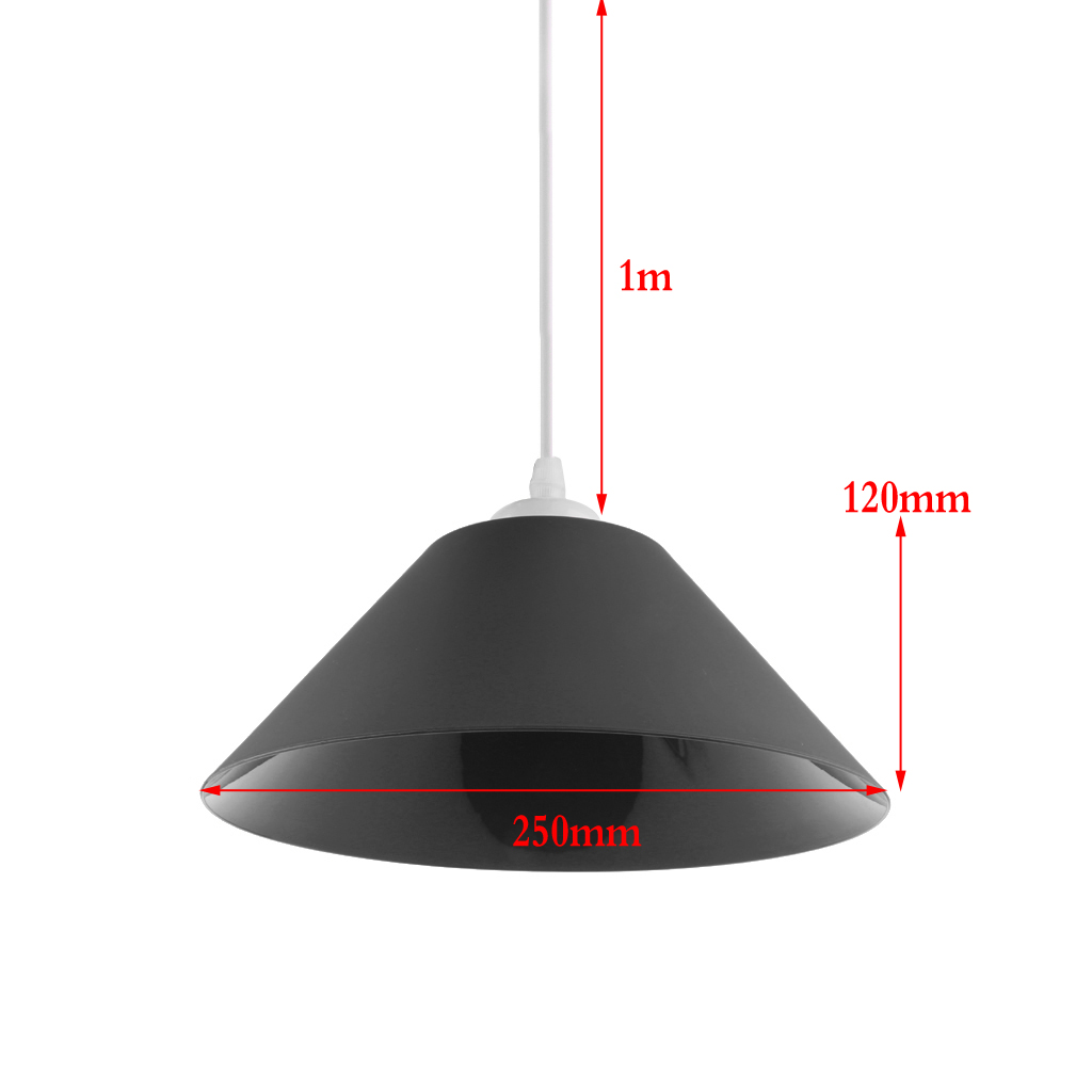 2xModern Cone Shaped Ceiling Pendant Light Lamp Shade Chandelier  Black