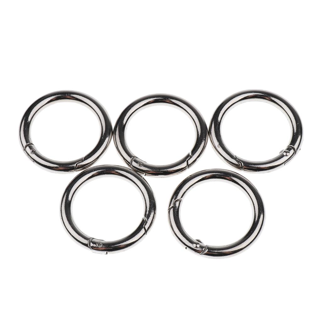 5x Round Carabiner Camping Spring Snap Clip Hook Keychain Key Ring 15mm ...