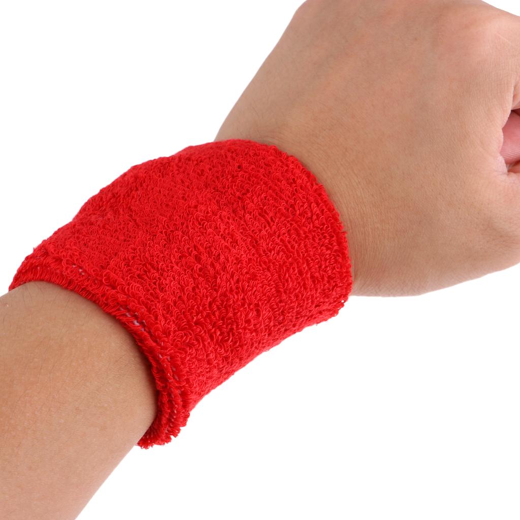 Sports Basketball Badminton Unisex Cotton Sweatbands Wristbands red