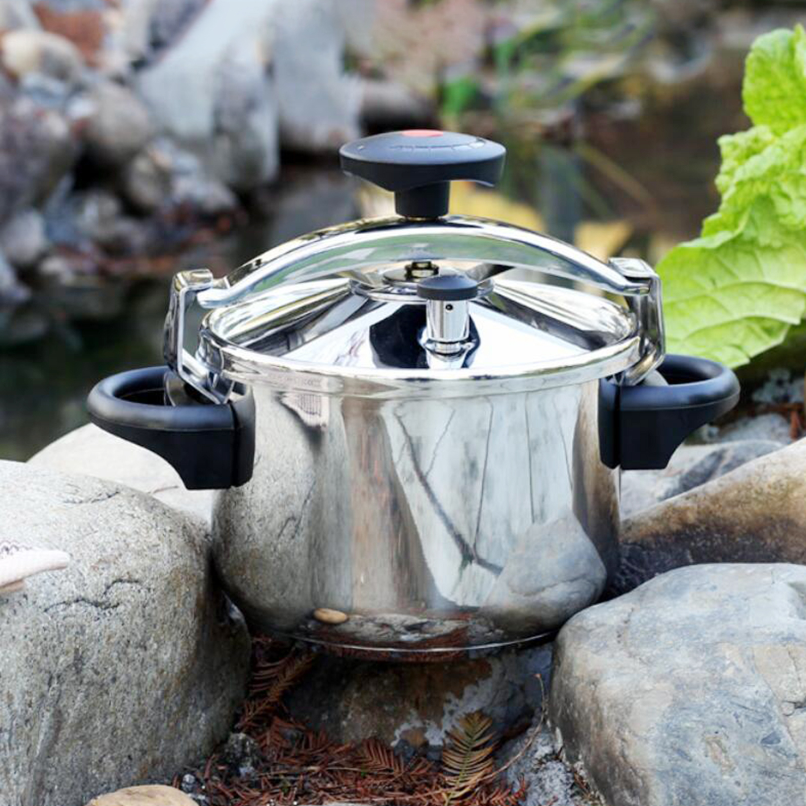 Pressure Cooker Rice Cooking Steamer Outdoor Camping Picnic Pot Silver 4L