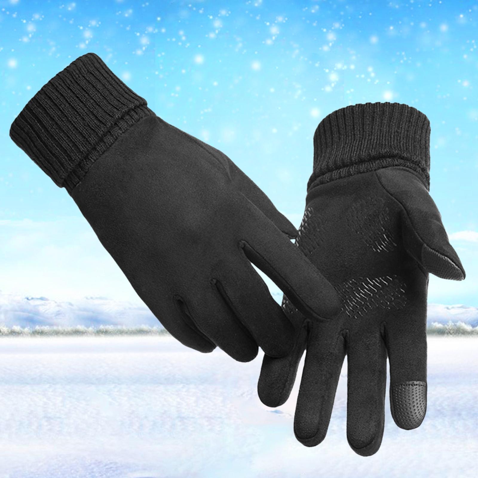 3xAnti Slip Winter Warm Gloves Mittens Touch Screen Waterproof Soft Mens Black