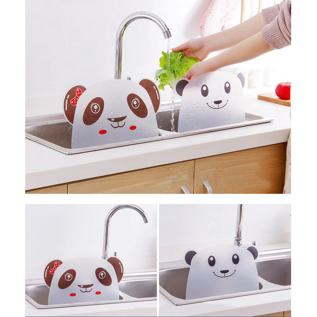 Unique Plastic Panda Sucker Kitchen Sink Wash Dishes Water Splash Baffle New