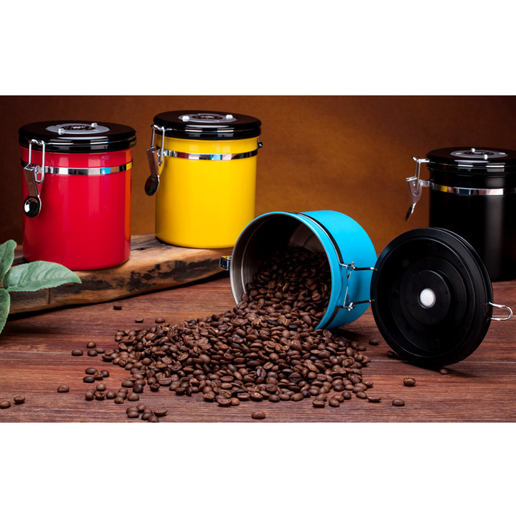 800ml Airtight Stainless Steel Coffee Storage Jar/Container/Pot/Tub Black