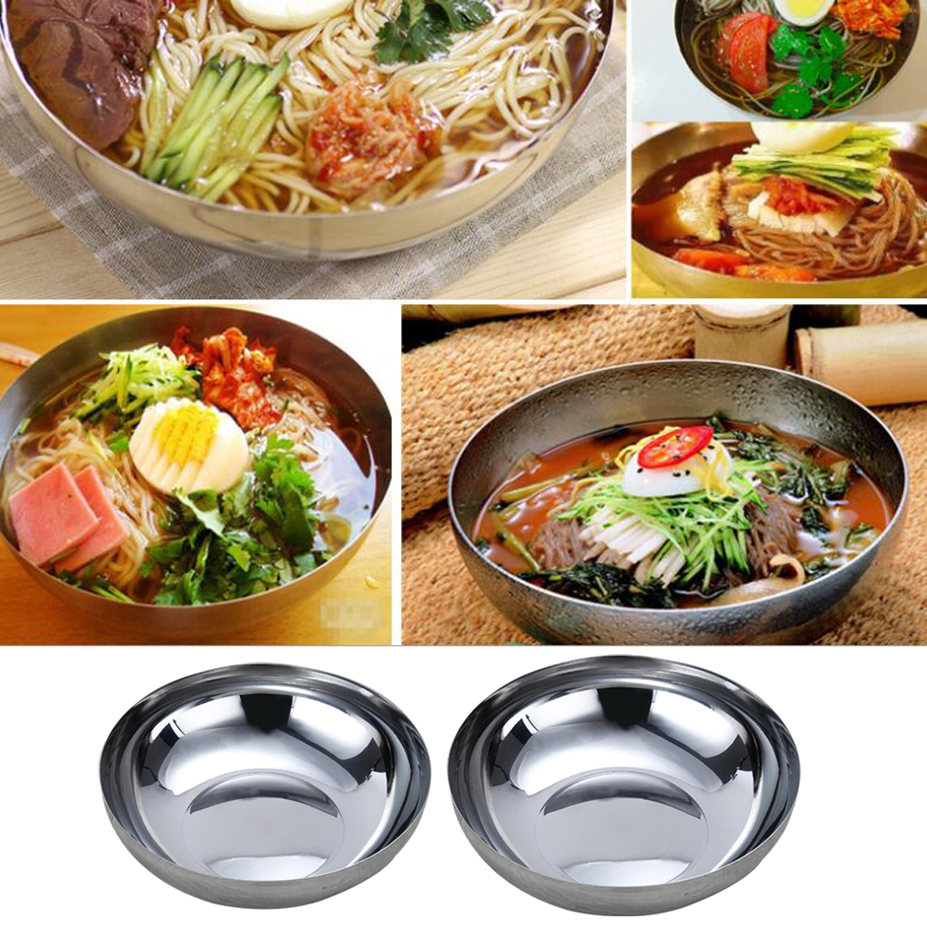 Stainless Steel Noodles Bowl Dinner Soup Fruit Salad Bowl Kitchenware 22cm
