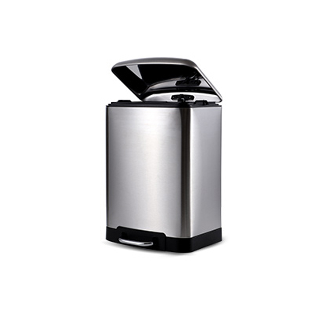 12L Stainless Steel Step-on Trash Can Silent Close Wastebasket Garbage Bin