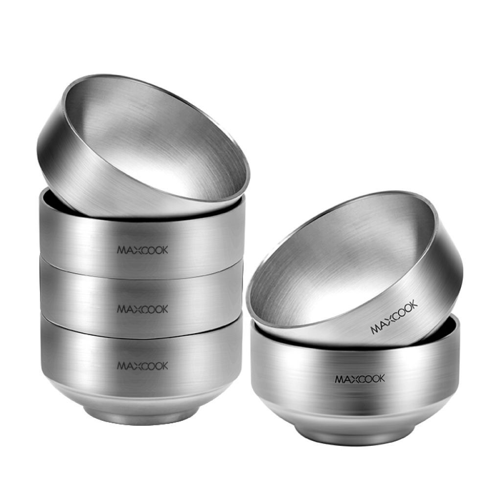 Stainless Steel Bowl Double Walled Heat Insulated Food Container 6pcs