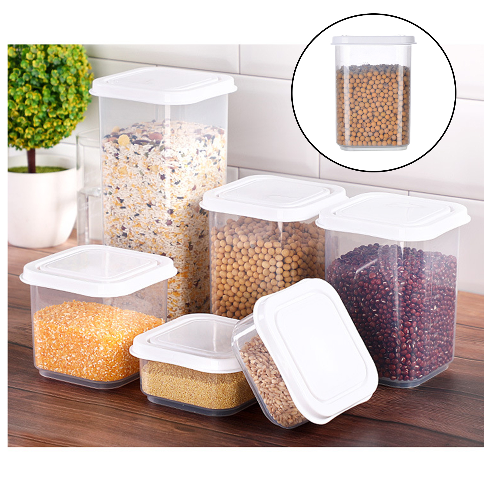 Food Storage Organizer Transparent Plastic Vacuum Lid Pasta Home Organiser C