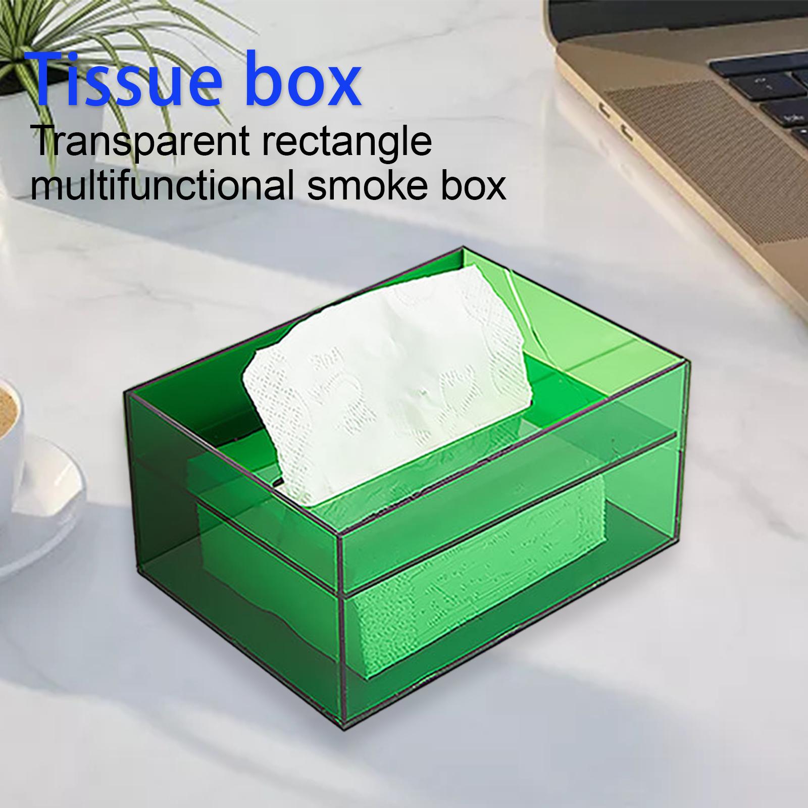 Clear Acrylic Tissue Box Cover Rectangle for Office Dresser green