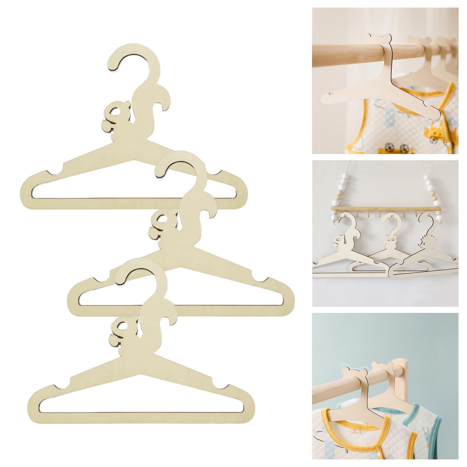 3 Pcs Baby Coat Hanger Wooden Childrens Kid Clothes Animal Hanger Squirrels