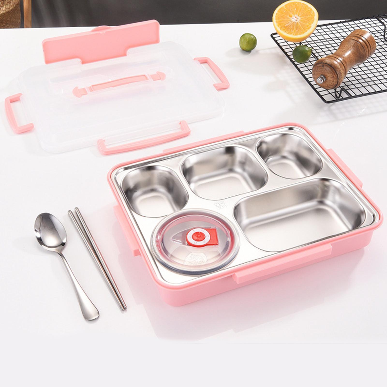 Hermetic Lunch Box Portable for Office Traveling Work Pink