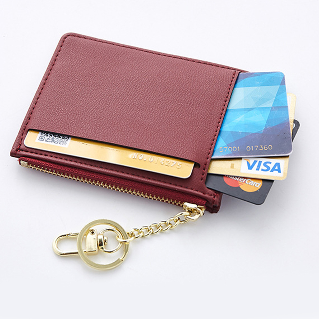 Slim Short Leather ID Credit Card Holder Casual Wallet Coin Purse Keychain | eBay