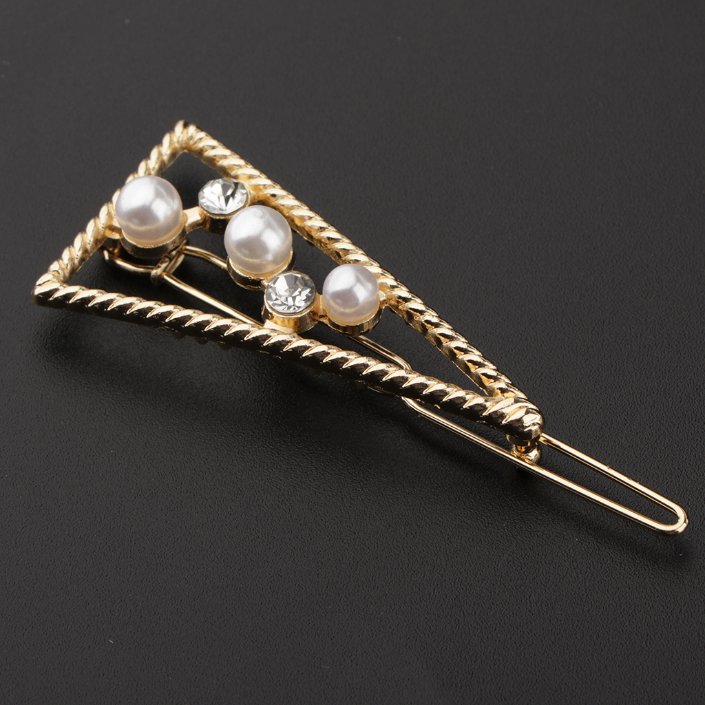 Simple Pearl Hairpin Clip Gold Hair Snap Clamp Hair Accessories Triangle