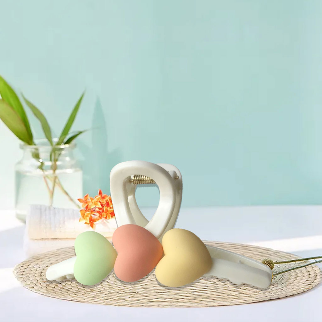 Acrylic Hair Claw Clips Hair Clamps Durable Jaw Heart White 4.33inch