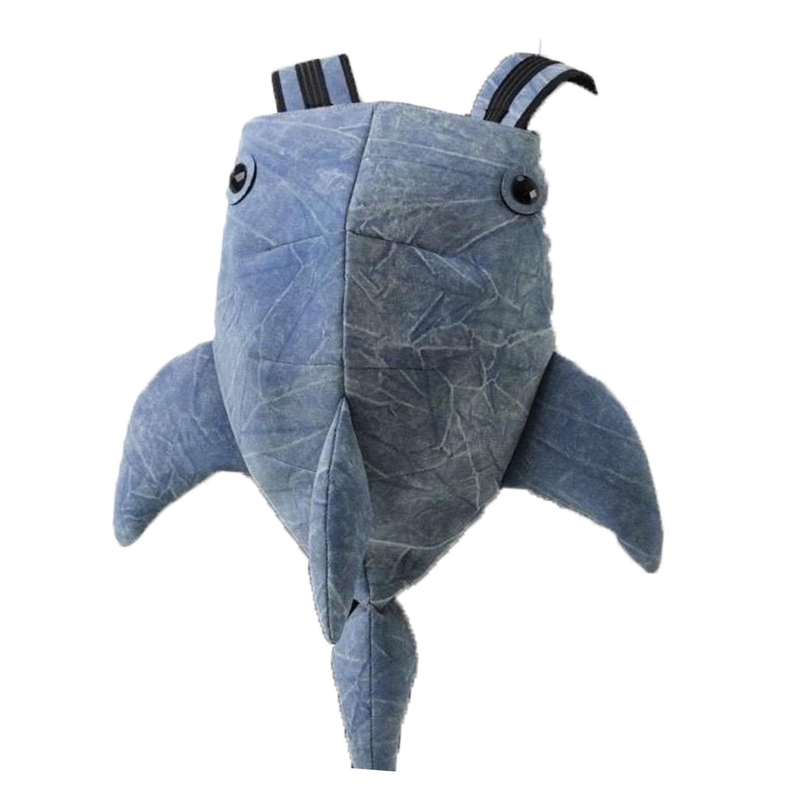 Shark Backpack Canvas Birthday Gift Lightweight Travel Backpack Cute Bookbag Navy