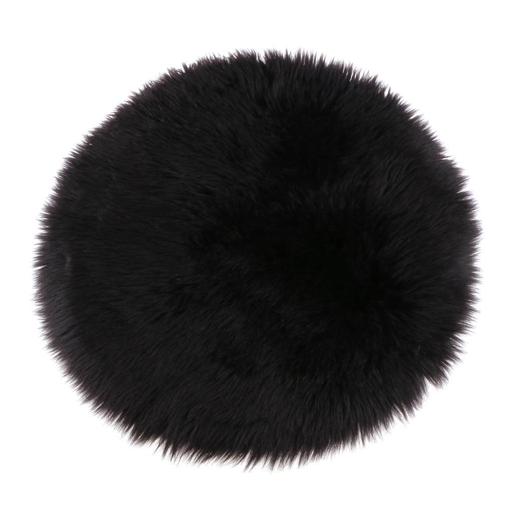 Round 30cm Sheepskin Hairy Carpet Faux Mat Fur Plain Fluffy Soft SMALL ...