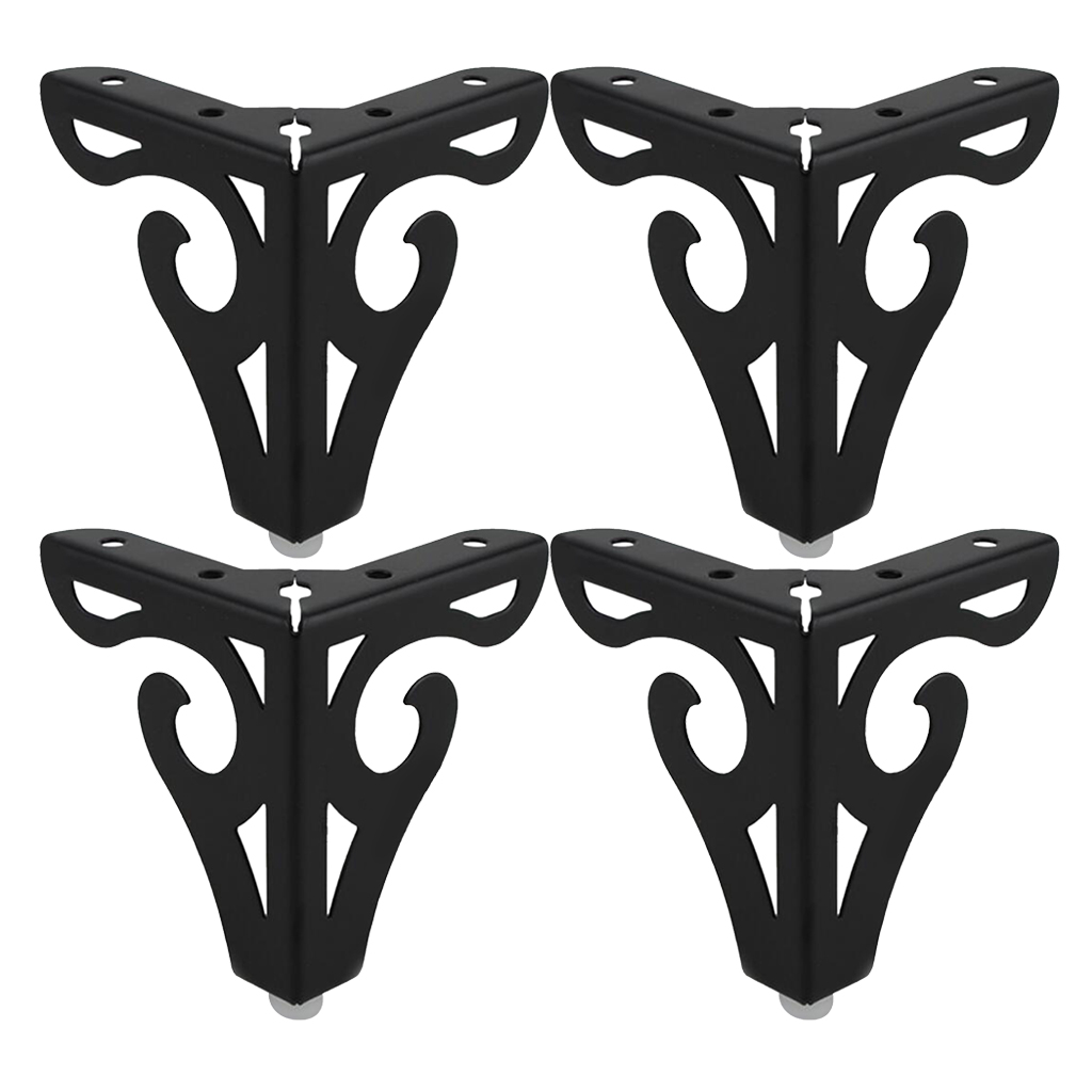 4pcs Hollow Out Metal Furniture Legs Feet Sofa Cabinet Legs Black 10cm