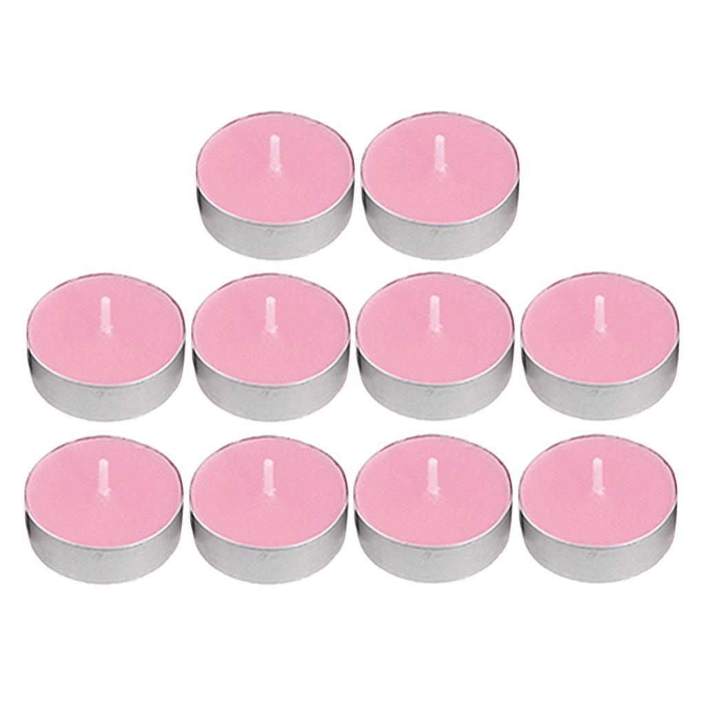 10pcs Smokeless Round Tealight Candles for Birthday Party 3.5x1cm Pink