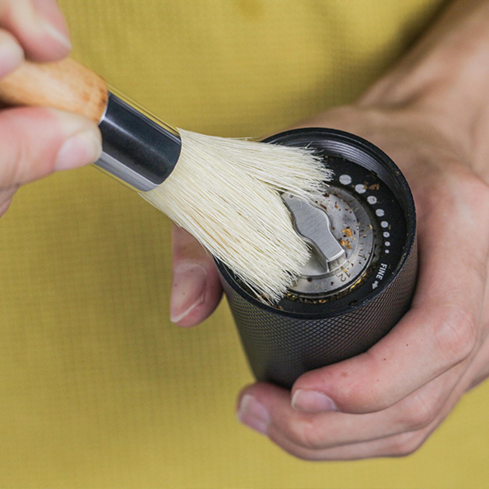 2xCoffee Cleaning Brush with Lanyard Dusting Coffee Brush for Home Beech