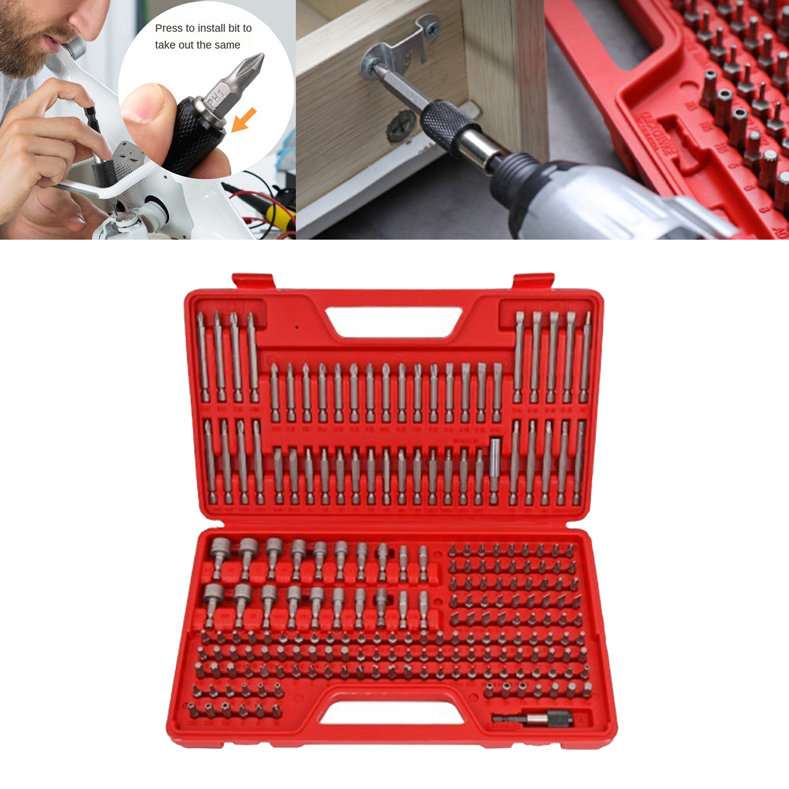 208pcs CRV Screwdriver Bits Kit Alloy Repairing Tools with Storage Box