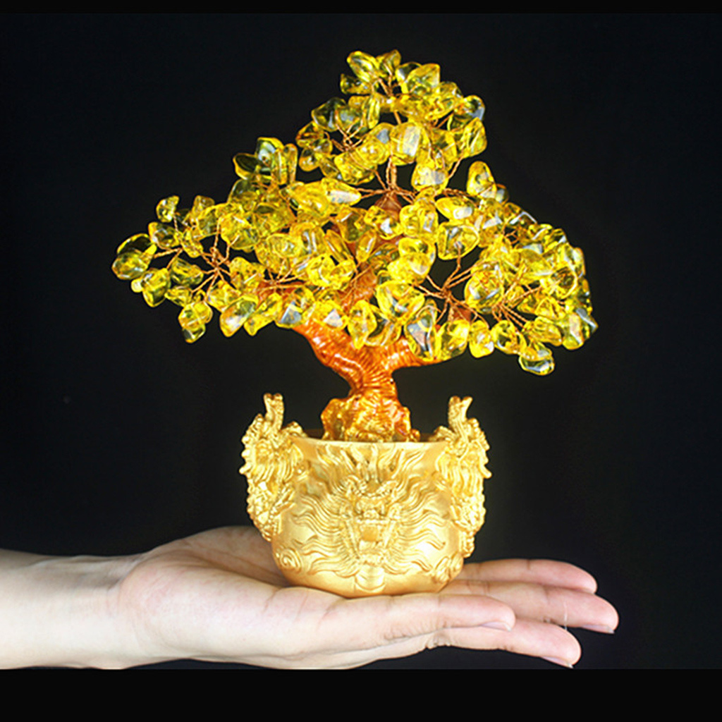 Crystal Lucky Money Tree Feng Shui for Wealth Luck Home Office Decor ...