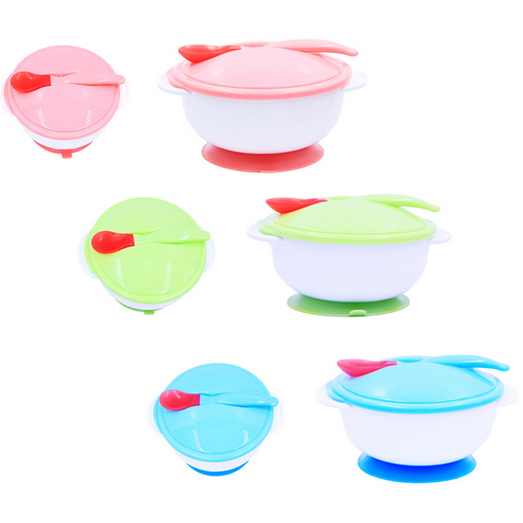 1 Set Baby Kids Suction Bowl Temperature Colour Changing Spoon Feeding Tableware