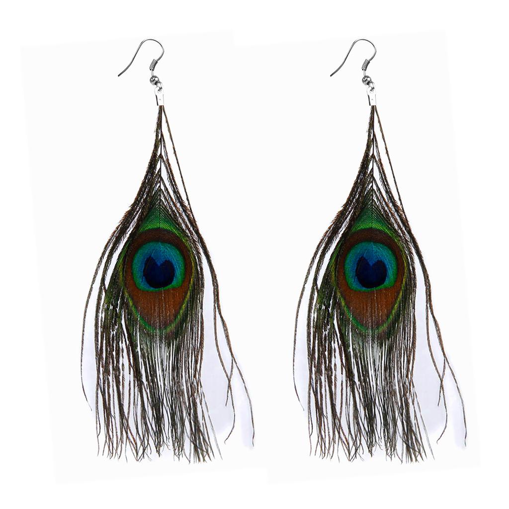 Lot 5 PAIRS Handmade Silver Hook Beauty PEACOCK FEATHER Dangle Earrings Fashion