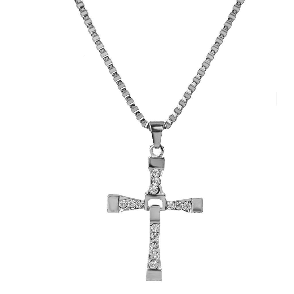 Men women fashion silver cross pendant chain necklace unisex jewelry gift